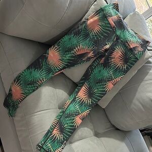 Lorna Jane Green and Pink Patterned Leggings